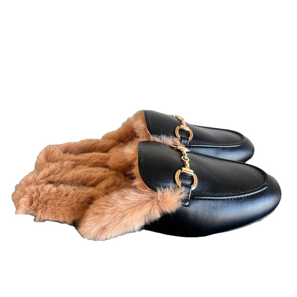 Cushionaire Shoes - Cushionaire NEW Womens Yoga Slip On Black Fur Mule Size 9 #B1892